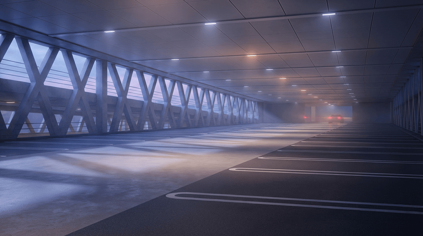 Freshly painted carpark bay lines and accessible parking marking